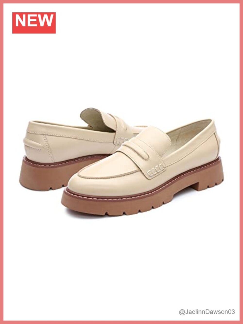 Women's Leather Loafers, Pull-On Slip-On Shoes, Memory Foam Cushioned, Almond